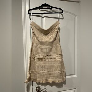 Lulu's Cream Crochet Swim Coverup Dress